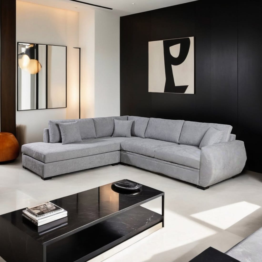 Divan Këndi Gri në Ambient Modern