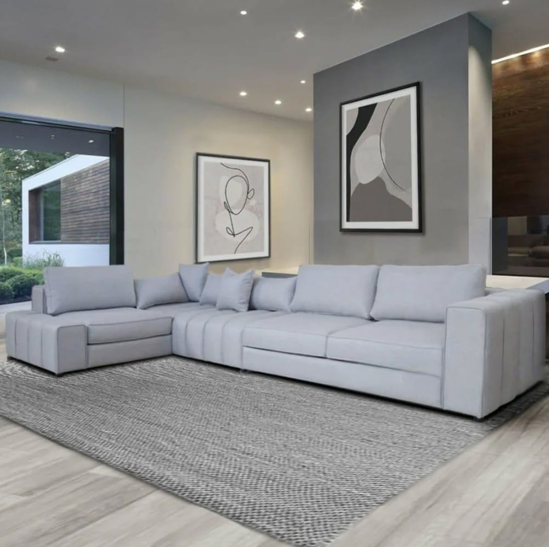 Divan Këndi Modular Gri i Çelët