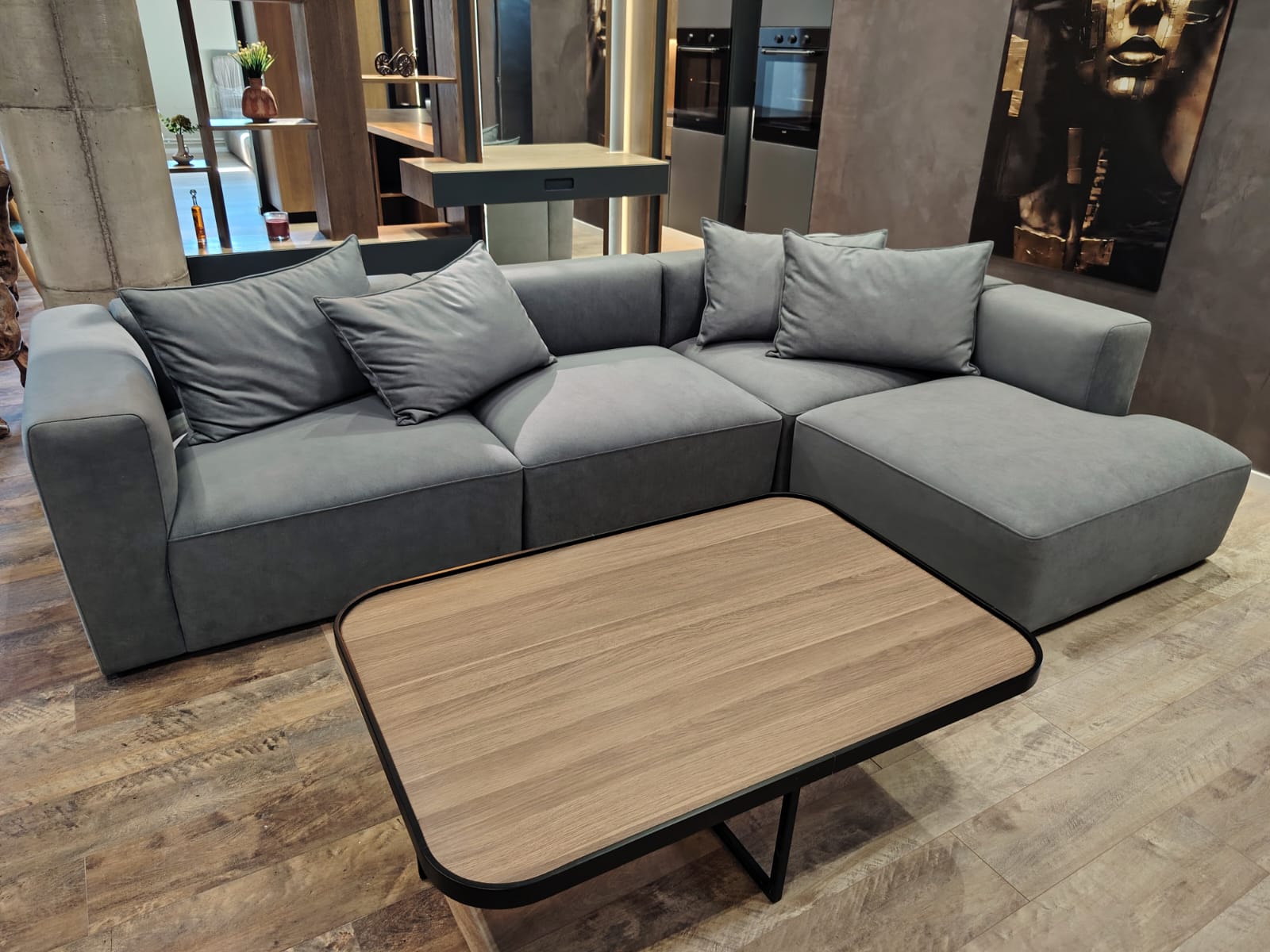 Divan Modular Gri me Tavolinë Lisi